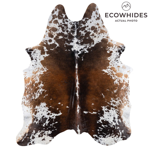 Brazilian Chocolate and White Cowhide Rug Size 7'5" L x 5'11" W 3102