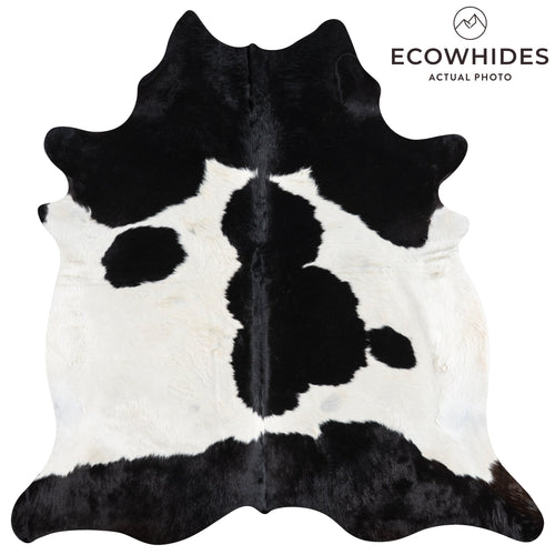 Brazilian Black and White Cowhide Rug Size 7'4" L x 7'0" W 3252