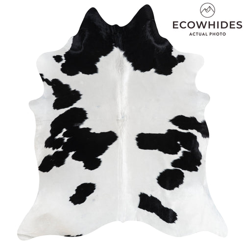 Brazilian Black and White Cowhide Rug Size 7'10" L x 6'8" W 3256