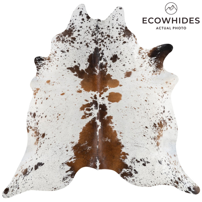 Brazilian Chocolate and White Cowhide Rug Size 8'4" L x 7'11" W 3267