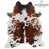 Brazilian Chocolate and White Cowhide Rug Size 7'2" L x 6'0" W 3272