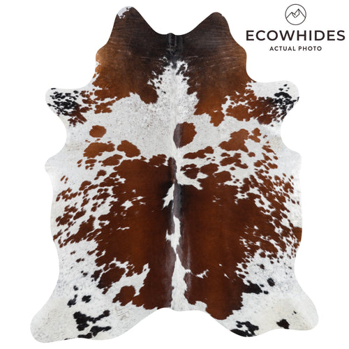 Brazilian Chocolate and White Cowhide Rug Size 7'2" L x 6'0" W 3272