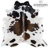 Brazilian Chocolate and White Cowhide Rug Size 7'0" L x 6'6" W 3275