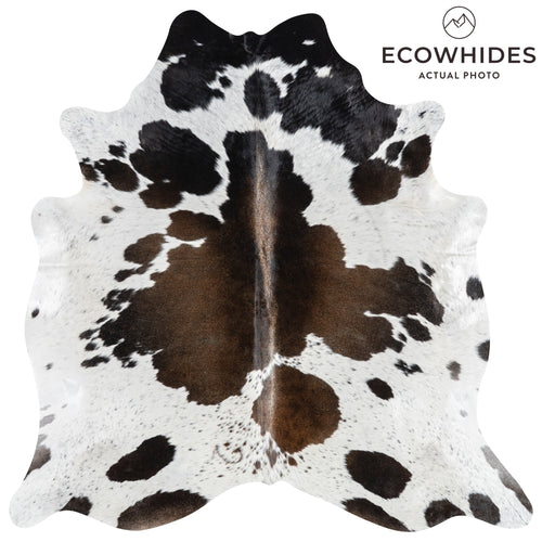 Brazilian Chocolate and White Cowhide Rug Size 7'0" L x 6'6" W 3275