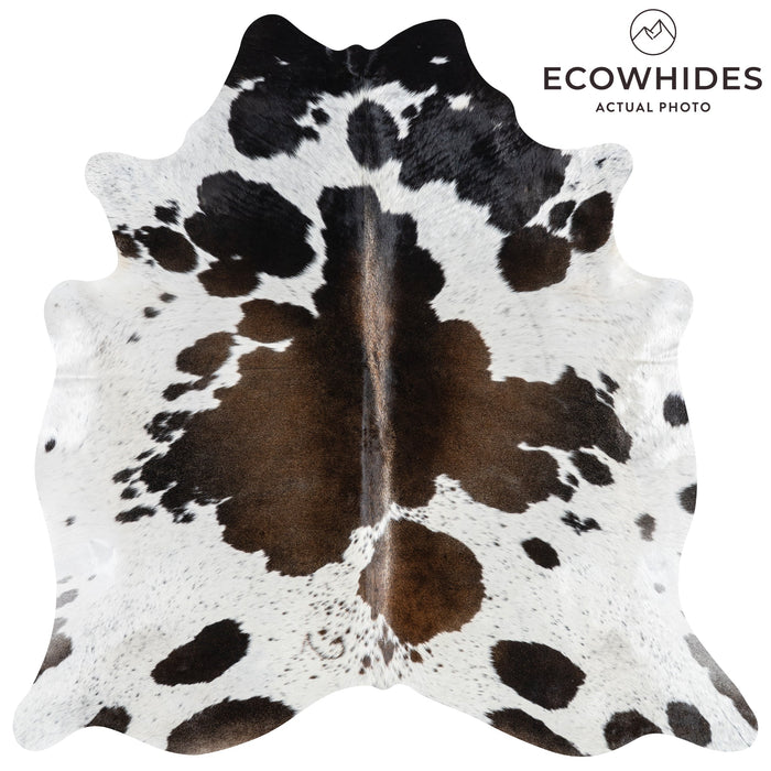 Brazilian Chocolate and White Cowhide Rug Size 7'0" L x 6'6" W 3275