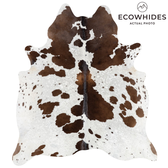 Brazilian Chocolate and White Cowhide Rug Size 7'2" L x 6'0" W 3280