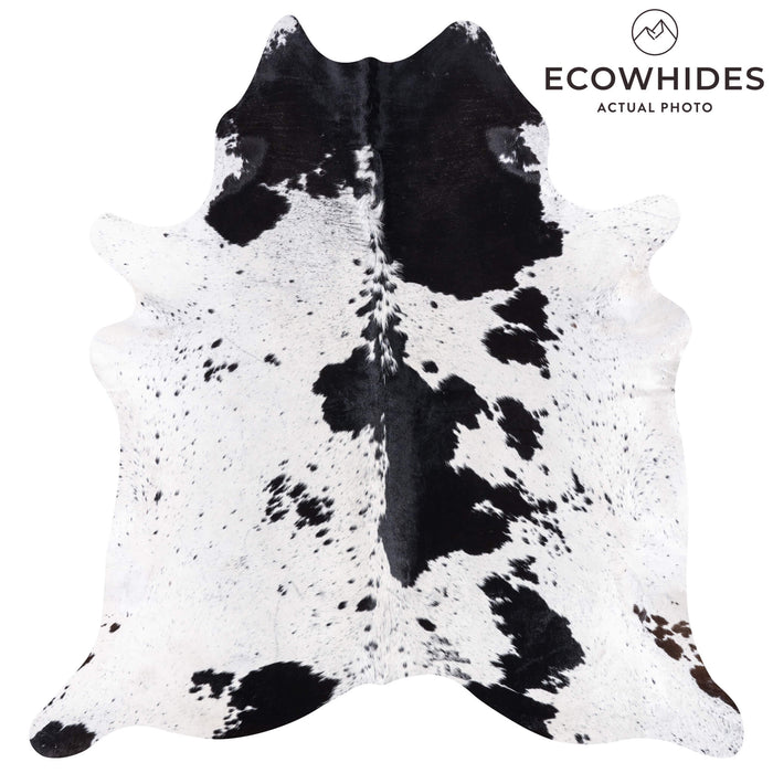Brazilian Black and White Cowhide Rug Size 6'10" L x 6'5" W 3403