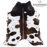 Brazilian Chocolate and White Cowhide Rug Size 7'5" L x 5'11" W 3443
