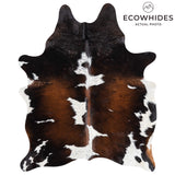 Brazilian Chocolate and White Cowhide Rug Size 6'9" L x 5'6" W 3449