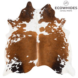 Brazilian Chocolate and White Cowhide Rug Size 6'7" L x 6'5" W 3451