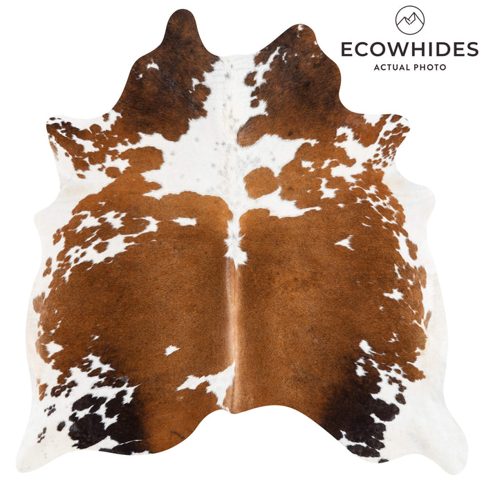 Brazilian Chocolate and White Cowhide Rug Size 6'7" L x 6'5" W 3451