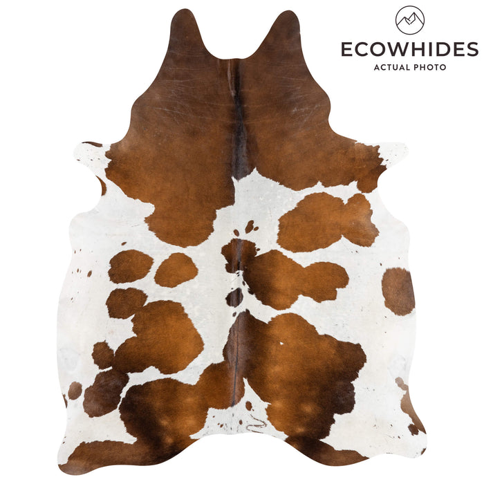 Brazilian Chocolate and White Cowhide Rug Size 6'11" L x 5'7" W 3454
