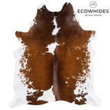 Brazilian Chocolate and White Cowhide Rug Size 6'6" L x 5'8" W 3455