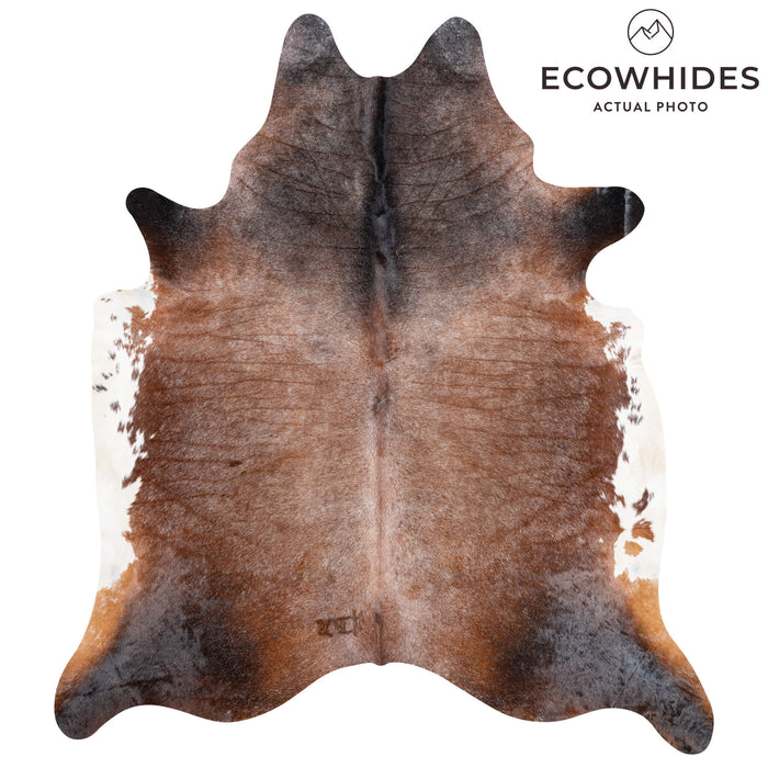 Brazilian Chocolate and White Cowhide Rug Size 8'0" L x 7'1" W 3603
