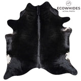 Brazilian Solid Black Cowhide Rug Size 7'5" L x 6'11" W 3608