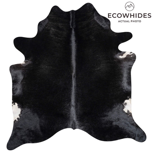 Brazilian Solid Black Cowhide Rug Size 7'5" L x 6'11" W 3608