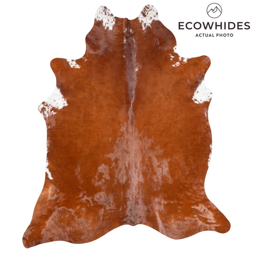 Brazilian Brown and White Cowhide Rug Size 7'10" L x 6'7" W 3616