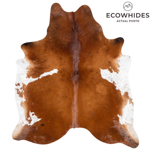 Brazilian Brown and White Cowhide Rug Size 8'1" L x 6'8" W 3617