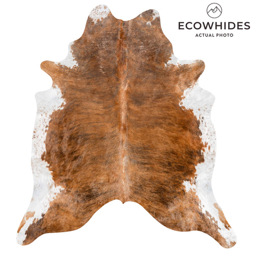 Brazilian Brindle White Belly Cowhide Rug Size 8'4" L x 7'5" W 3635