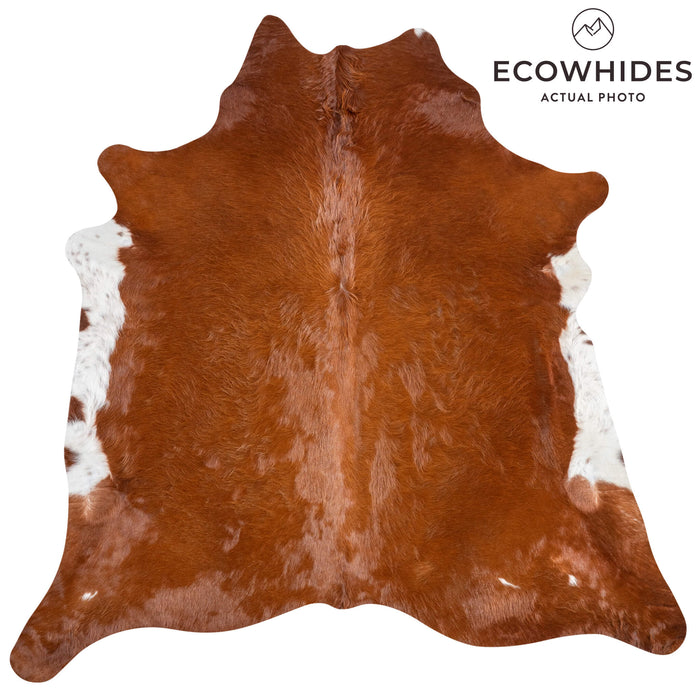 Brazilian Brown and White Cowhide Rug Size 7'11" L x 7'6" W 3680