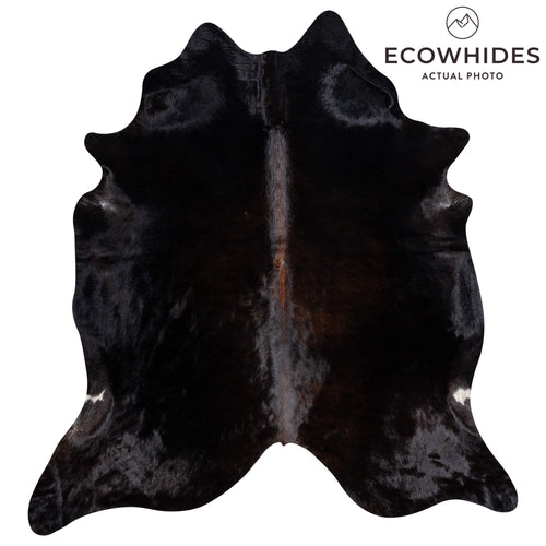 Brazilian Solid Black Cowhide Rug Size 7'11" L x 7'1" W 3684