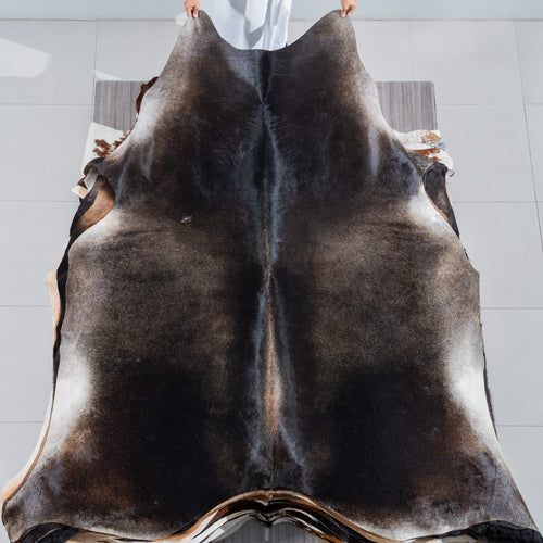 Brazilian Mahogany Cowhide Rug Size 7'10" L x 7'8" W 3701