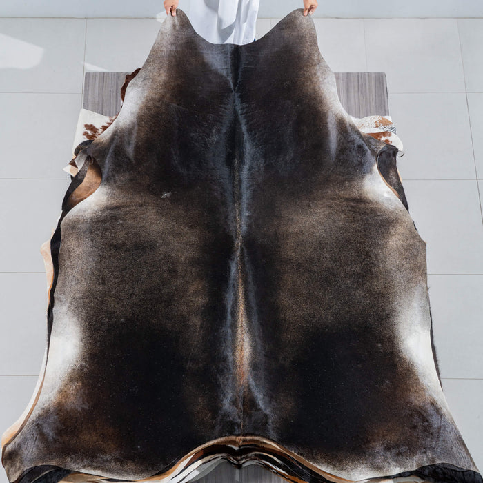 Brazilian Mahogany Cowhide Rug Size 7'10" L x 7'8" W 3701