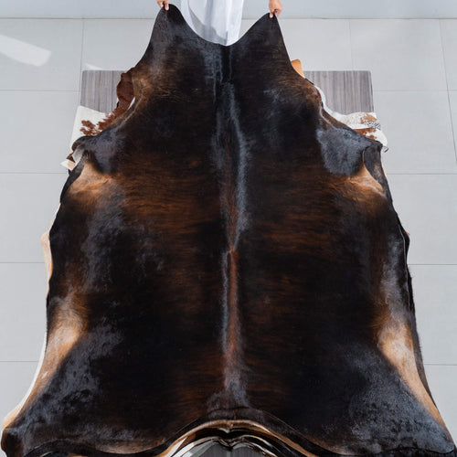 Brazilian Dark Brindle Cowhide Rug Size 8'1" L x 7'5" W 3702