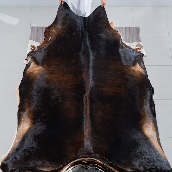 Brazilian Dark Brindle Cowhide Rug Size 8'1" L x 7'5" W 3702