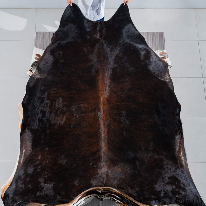 Brazilian Dark Brindle Cowhide Rug Size 8'2" L x 7'7" W 3703