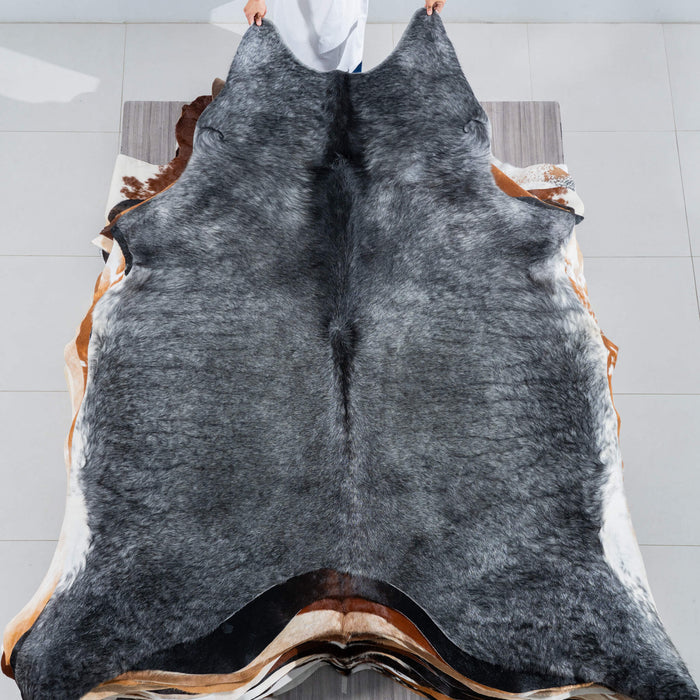 Brazilian Grey Cowhide Rug Size 8'4" L x 7'4" W 3706