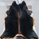 Brazilian Solid Black Cowhide Rug Size 7'10" L x 7'1" W 3707