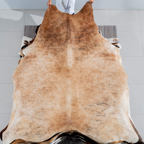 Brazilian Beige Cowhide Rug Size 8'5" L x 6'11" W 3713