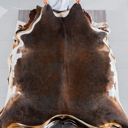 Brazilian Mahogany Cowhide Rug Size 7'5" L x 7'3" W 3714