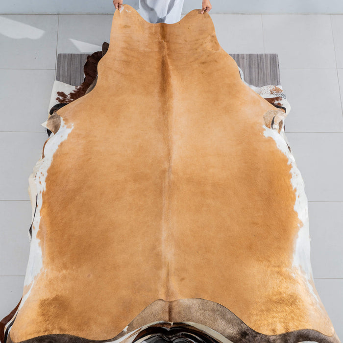 Brazilian Beige Cowhide Rug Size 7'10" L x 6'10" W 3716