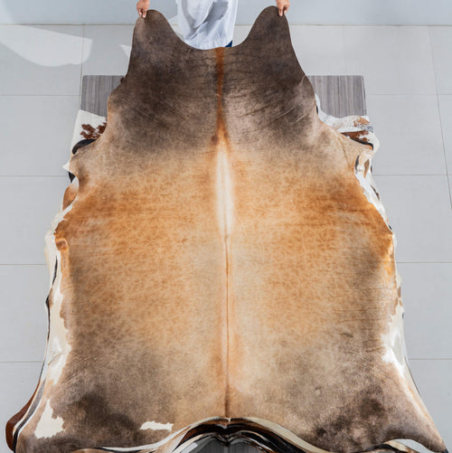Brazilian Grey Palomino Cowhide Rug Size 8'6" L x 7'3" W 3717