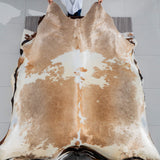 Brazilian Palomino and White Cowhide Rug Size 7'8" L x 7'2" W 3720