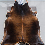 Brazilian Mahogany Cowhide Rug Size 8'1" L x 6'11" W 3725
