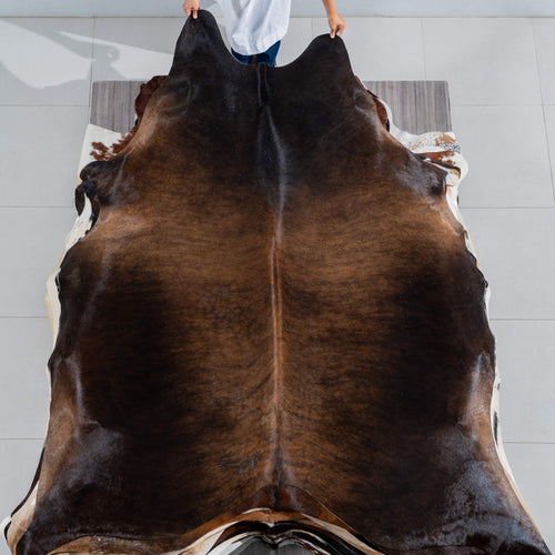 Brazilian Mahogany Cowhide Rug Size 8'1" L x 6'11" W 3725