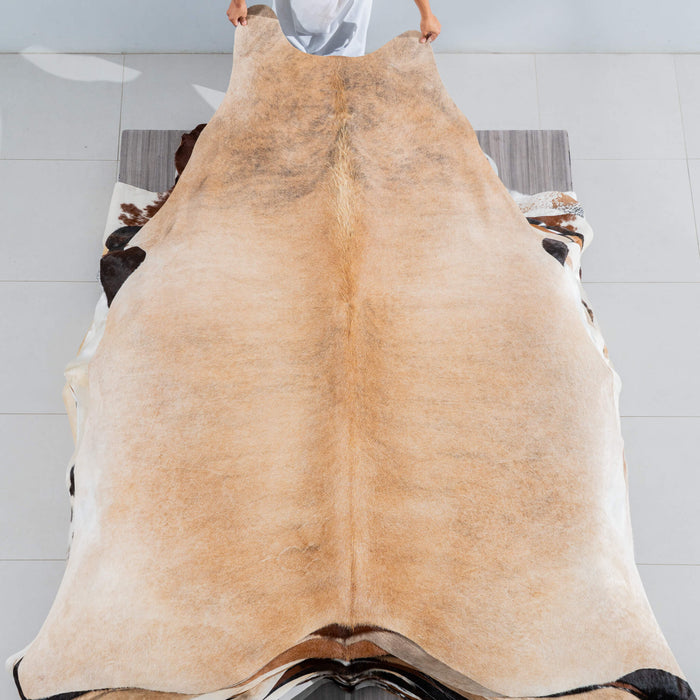 Brazilian Beige Cowhide Rug Size 8'7" L x 7'5" W 3731