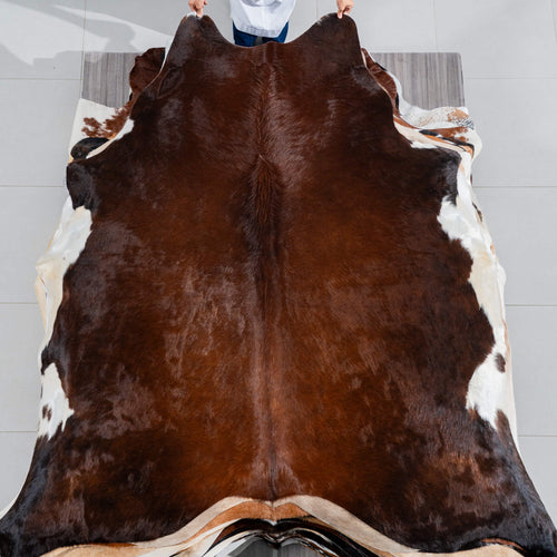Brazilian Mahogany Cowhide Rug Size 7'11" L x 7'4" W 3732