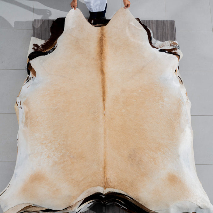 Brazilian Beige Cowhide Rug Size 7'8" L x 7'2" W 3742