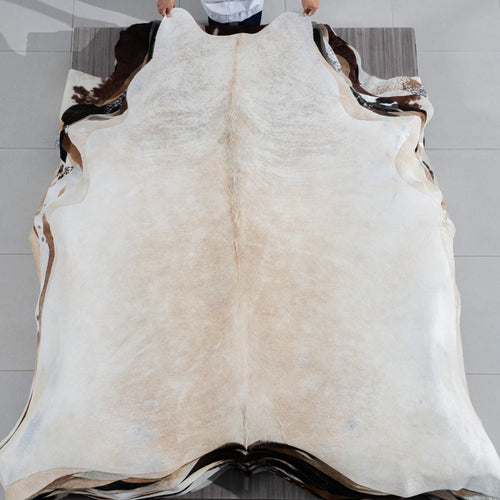 Brazilian Light Grey Brindle Cowhide Rug Size 7'8" L x 7'3" W 3743