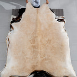 Brazilian Beige Cowhide Rug Size 8'1" L x 7'0" W 3744