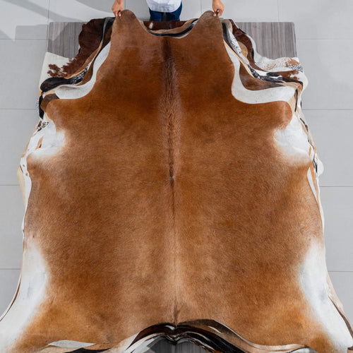 Brazilian Brown Cowhide Rug Size 7'6" L x 6'7" W 3745