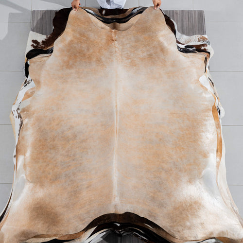 Brazilian Champagne Cowhide Rug Size 7'1" L x 6'8" W 3748
