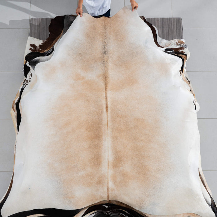 Brazilian Grey Palomino Cowhide Rug Size 7'5" L x 6'7" W 3754