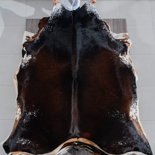 Brazilian Mahogany Cowhide Rug Size 8'3" L x 7'2" W 3757