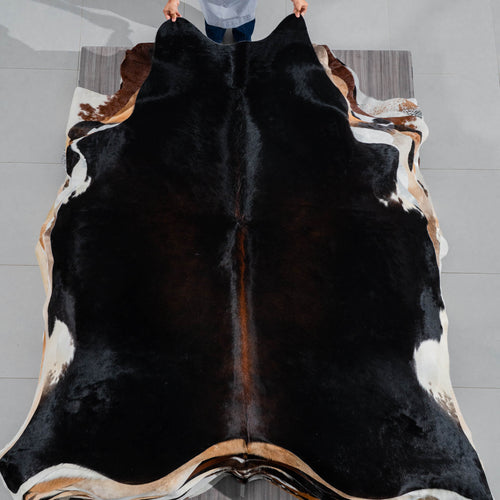 Brazilian Mahogany Cowhide Rug Size 7'11" L x 7'3" W 3758