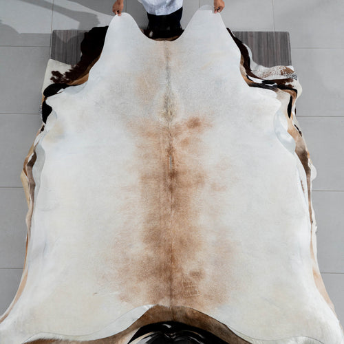 Brazilian Grey Palomino Cowhide Rug Size 8'0" L x 6'11" W 3759